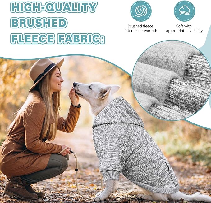 Dog Sweaters for Large Dogs Hoodie Fleece Dog Sweater Soft Clothes Sweatshirt with Pocket Hoodie for Large Dogs(Grey&XXL)