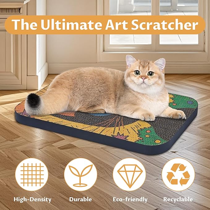 2 Packs Art Cat Wall-Mountable Scratching Board 16.7x11x1 Inch Cat Wall Scratch Pad and Scratcher for Indoor Cats Furniture Protector (MagicCat)
