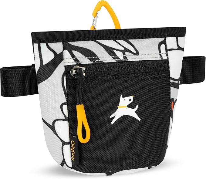 OllyDog Goodie Treat Bag, Dog Treat Pouch, Waist Belt Clip for Hands-Free Training, Magnetic Closure, Dog Training and Behavior Aids, Three Ways to Wear (Magnolia)
