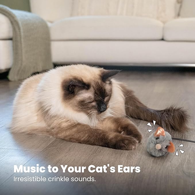 Catstages Squeak Squeak Mouse Cat Toy with Touch-Activated Sound & Catnip, Gray