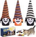 Retro Shaw Cat Toys, Halloween Gnomes 3Pcs, Horror Crinkly Catnip Toys for Indoor Cats Kitten, Interactive Cat Nip Kitty Kicker Chew Tossing, Safe Teeth Cleaning Toy for All Breeds