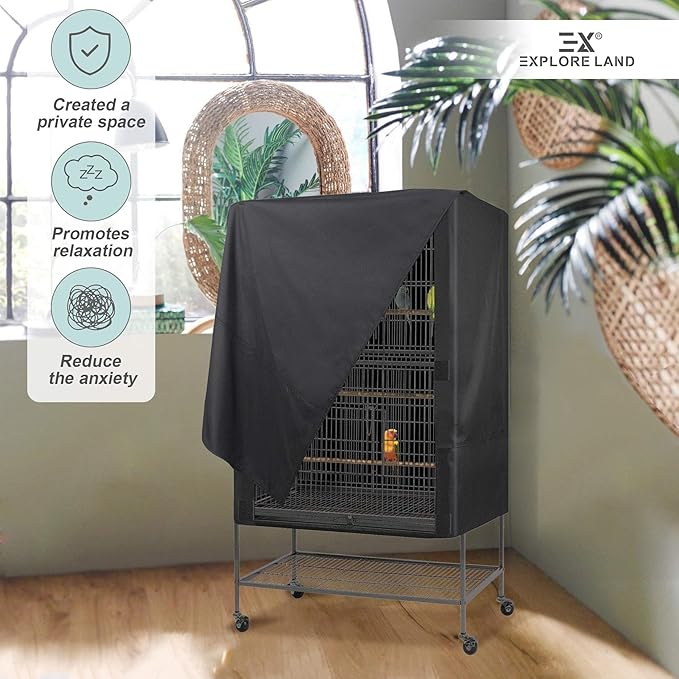 Explore Land Pet Cage Cover - Good Night Enclosure for Bird Critter Cat House to Small Animal Privacy & Comfort (Small, Black)