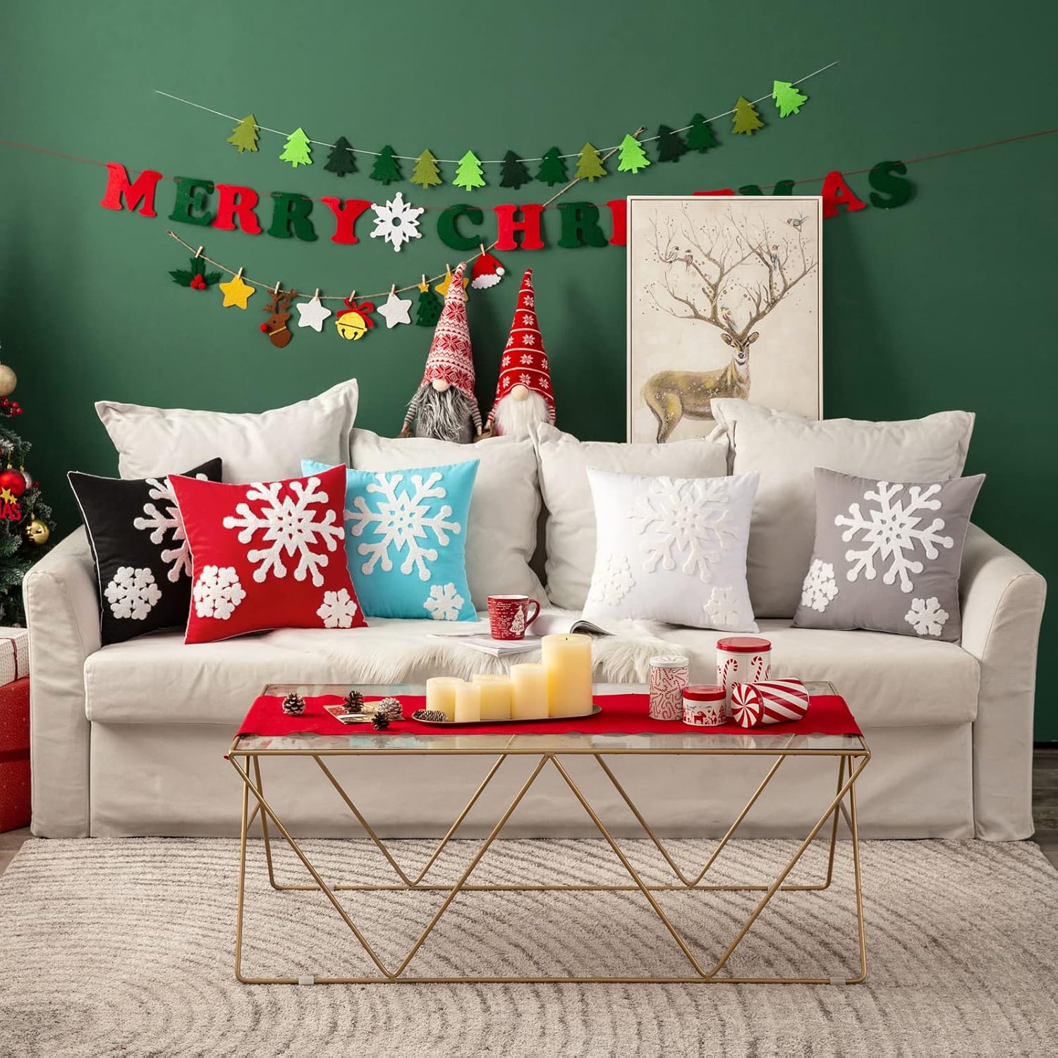 MIULEE Pack of 2 Christmas Decorative Snowflake Throw Pillow Covers Canvas Embroidery Winter Cushion Cases Holiday Decor Soft Pillowcases for Winter Couch Sofa Bedroom Car（Grey, 20x20in）