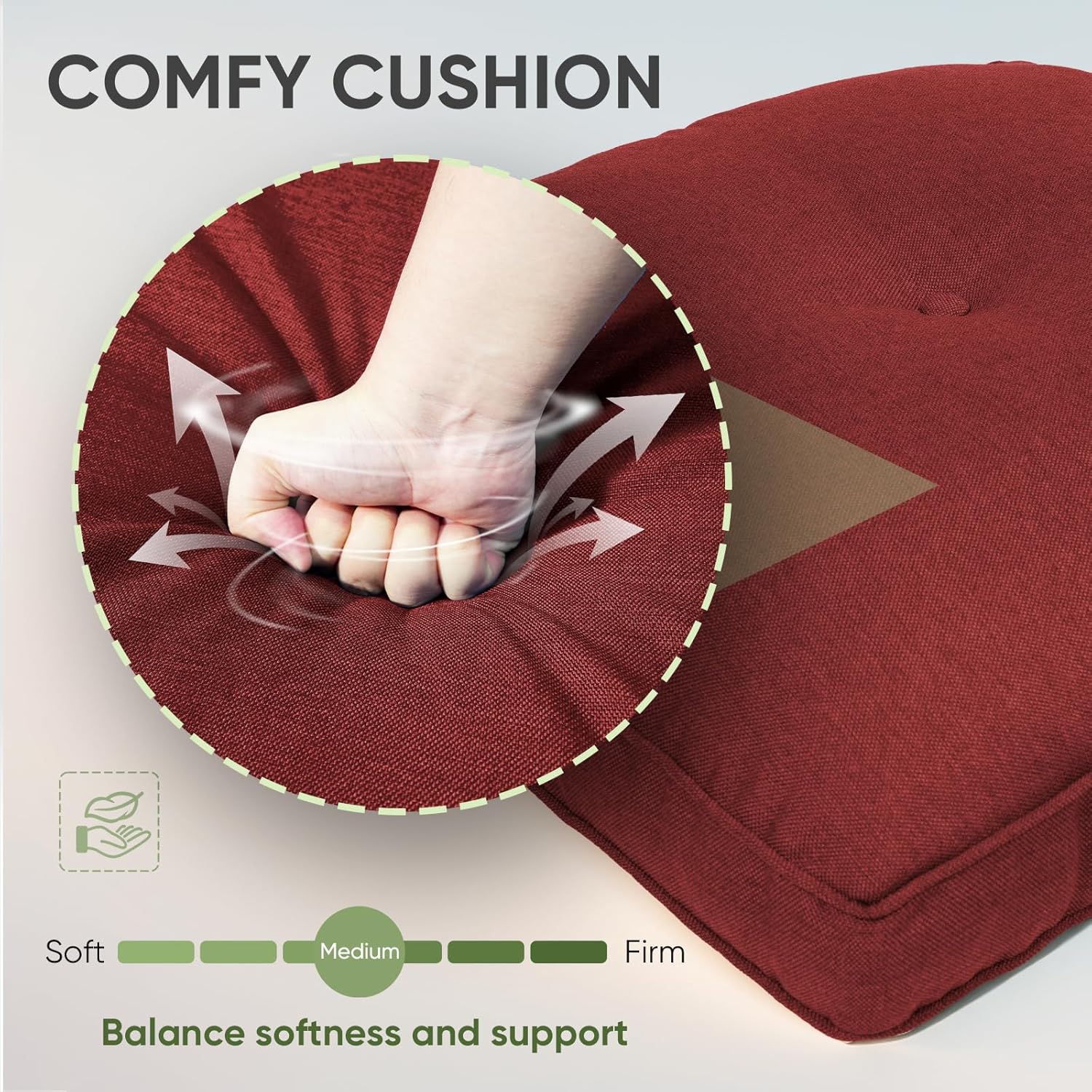 Outdoor Chair Cushion Set of 2, Waterproof Outdoor Seat Cushions 25x22, Patio Chair Cushions for Outdoor Furniture, Couch Cushion Replacement, Include 2 Back & 2 Seat Cushions, Button/Red