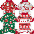 XPUDAC 4 Pack Christmas Dog Pajamas Soft Puppy Outfits for Small Medium Dogs Pet Clothes Pjs Doggie Bodysuit Cat Christmas Apparel, Red Green, S