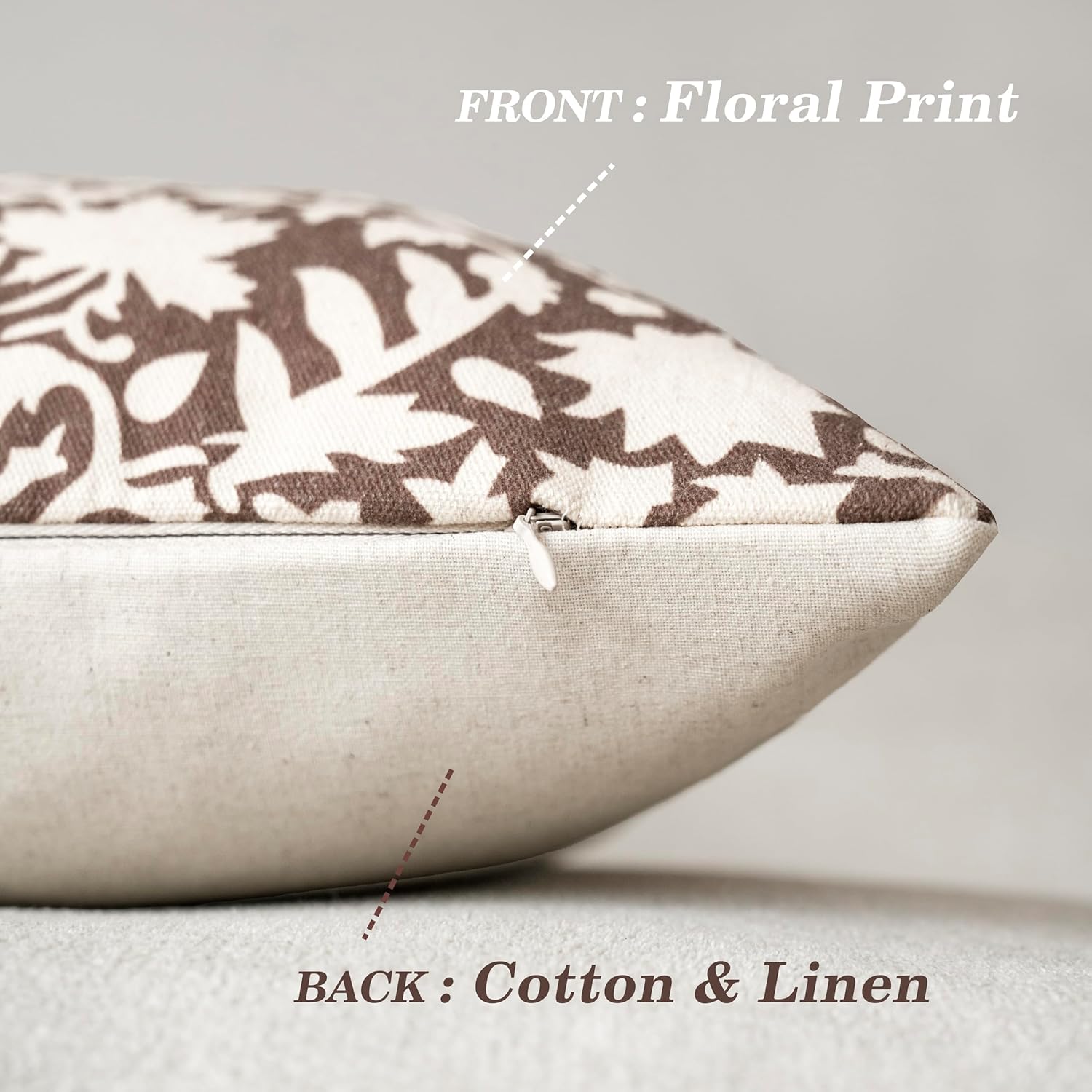 Foindtower Set of 2 Decorative Long Body Lumbar Throw Pillow Covers Accent Farmhouse Cushion Covers Floral Vintage Pillowcase for Couch Sofa Bedroom Living Room Home Decor,14×36 Inch,Brown