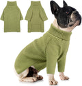 Queenmore Waffle Knit Small Dog Sweater, Long Sleeve Doggie Fall Sweater, Turtleneck Sweaters for Small Breeds, Samll Puppy Sweaters, Green S