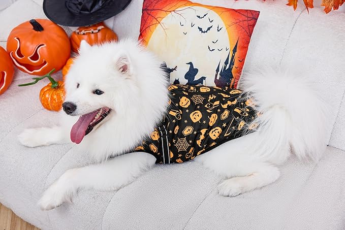 Aiboria Winter Dog Coat Windproof Fleece Jacket with Chest Strap Dog Vest Harness Halloween Black XXL