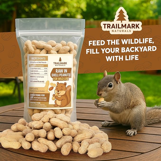 50 LB - Raw Peanuts For Squirrels, Raw In Shell Peanuts For Birds and Wildlife- Squirrel Food, Wild Bird Seed - Grown in The USA