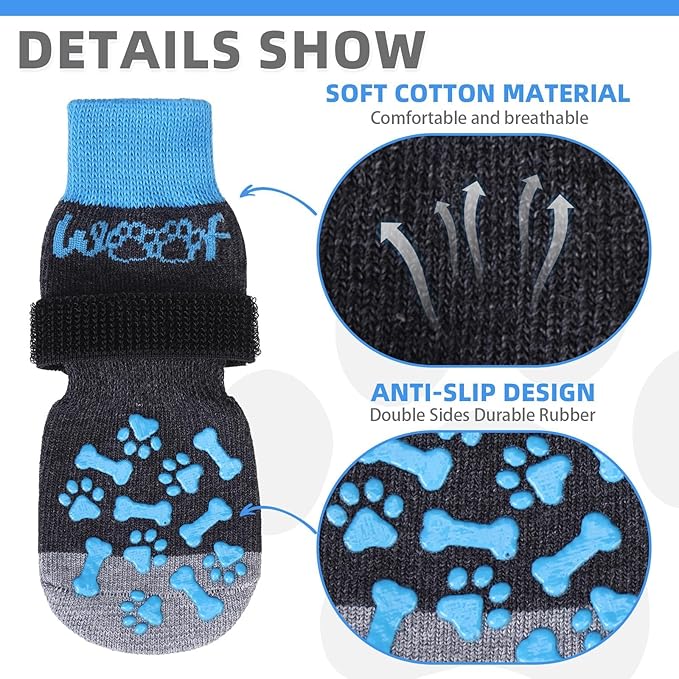 KOOLTAIL Dog Socks for Hot/Cold Pavement to Prevent Licking Paws,Dog Boots&Paw Protector for Hardwood Floors Anti Slip,Traction Control No Twist Grip Booties for Small Medium Large Senior Dogs L
