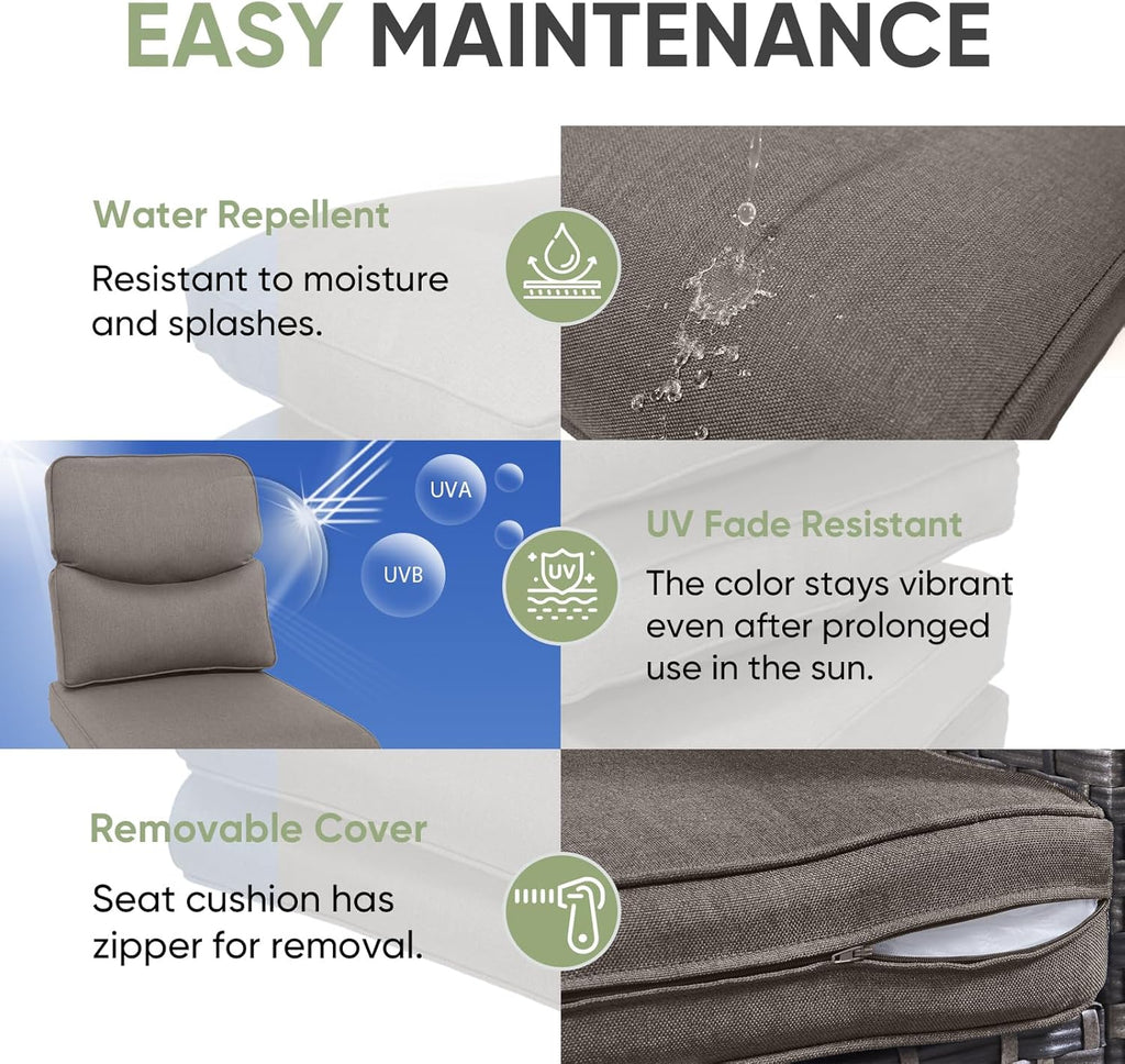 Outdoor Chair Cushion Set of 2, Waterproof Outdoor Seat Cushions 25x22, Patio Chair Cushions for Outdoor Furniture, Couch Cushion Replacement, Include 2 Back & 2 Seat Cushions, Smile/Grey