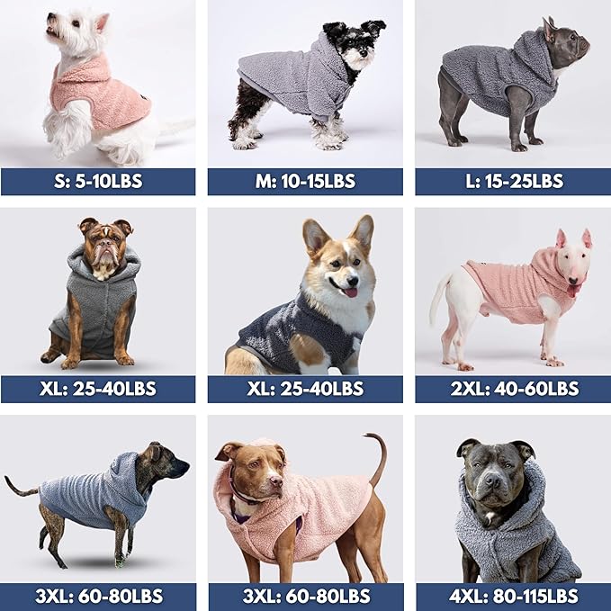 Spark Paws Teddy Dog Sweater, Sherpa Jacket Vest with Warm Fleece Lining, Winter Coat Suitable for Small Medium Large XL XXL Breeds - Pink - 3XL