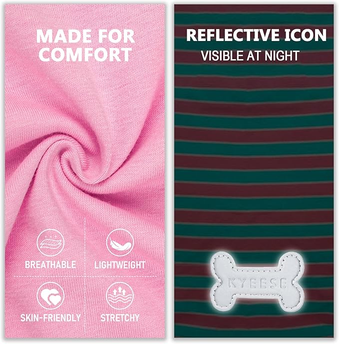 KYEESE 2Pack Dog Shirts Striped T Shirt Cotton Tank Top Soft Tee for Small Dogs Lightweight Clothes Sleeveless Dog Vest, Medium,Pink+Striped