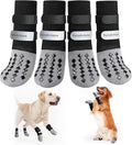 Non Slip Dog Socks to Prevent Licking Paws - for Hardwood Floors Anti Slip - Grippy Socks for Senior Dog - Double Elastic Reflective Straps Prevent Scratching for Hot Pavement. (Grey, S)