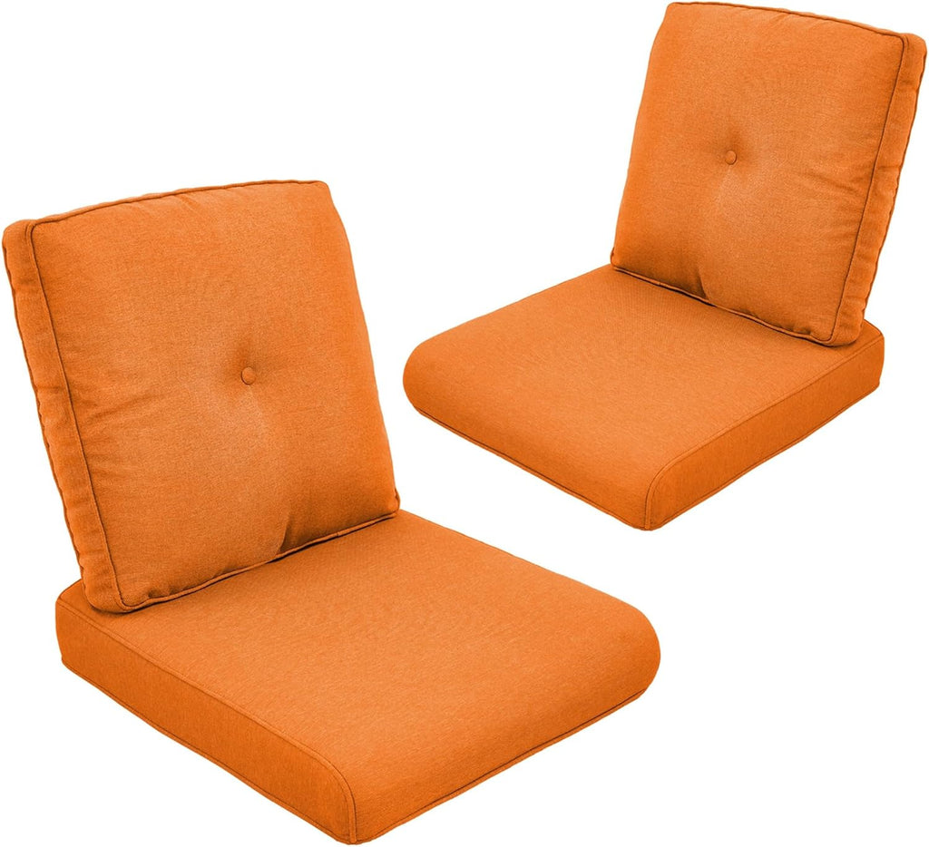 Patio Cushions for Outdoor Furniture - 22" x 25" x 4" UV Resistant Thick Foam Cushions Water Resistant Replacement Cushion for Outdoor Patio Furniture Chair/Sofa/Couch | Orange | 2-Pack |