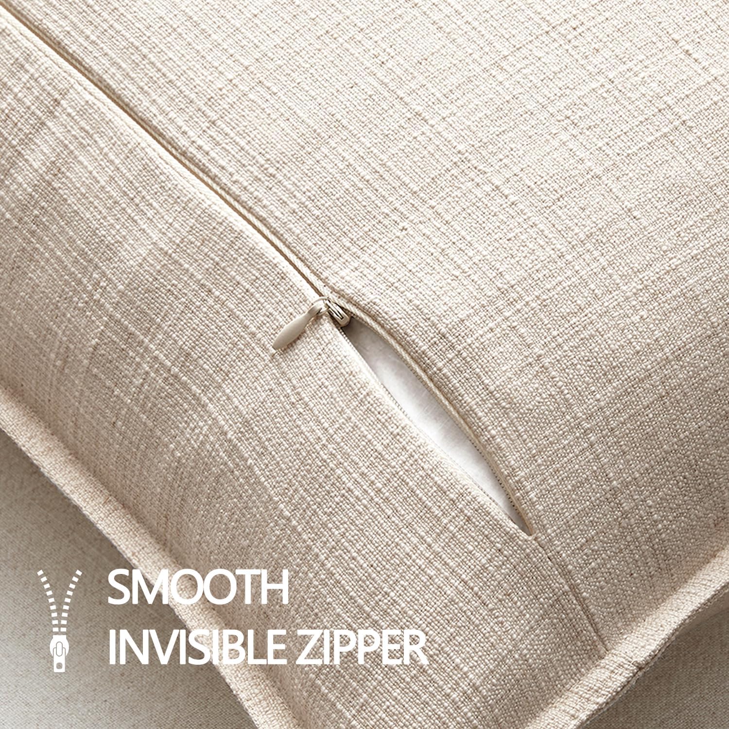 MIULEE Decorative Pillow Covers 20x20, 2 Pack Boho Farmhouse Neutral Throw Pillows for Couch, Thick Textured Modern Linen Cushion Cases Sofa Bed Living Room Home Decor, Natural Beige