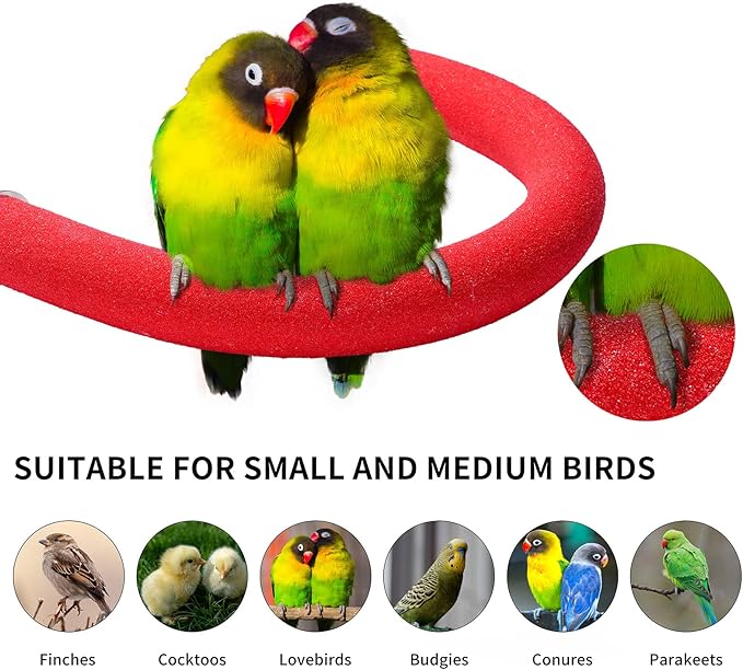U Shape Parrot Perch Stand Toy Bird Platform Sand Paw Grinding Clean Stick Exercise Conure Budgie Cockatiel Cage Accessories (Red)