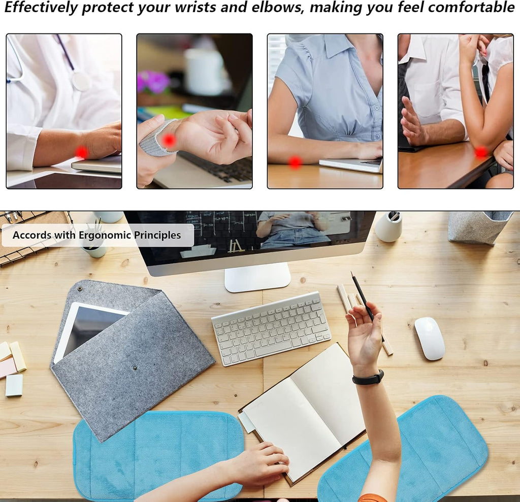 2 Sets Upgraded Computer Wrist Elbow Pad, Flexible Memory Foam Arm Wrist Rest Pillow, Soft Wrist Support Mat for Keyboard Desktop Office Gaming - Alleviate Elbow Pain (7.8 x 15.7 inch)