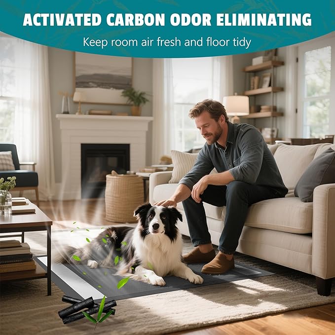 Upgrade Leak-Proof Pet Training and Puppy Pads, Jumbo Pee Pads for Dogs with Thicken Polymer Heavy Absorbency, Quick Dry Disposable Pee Pads for Cats Dogs (45, Charcoal)