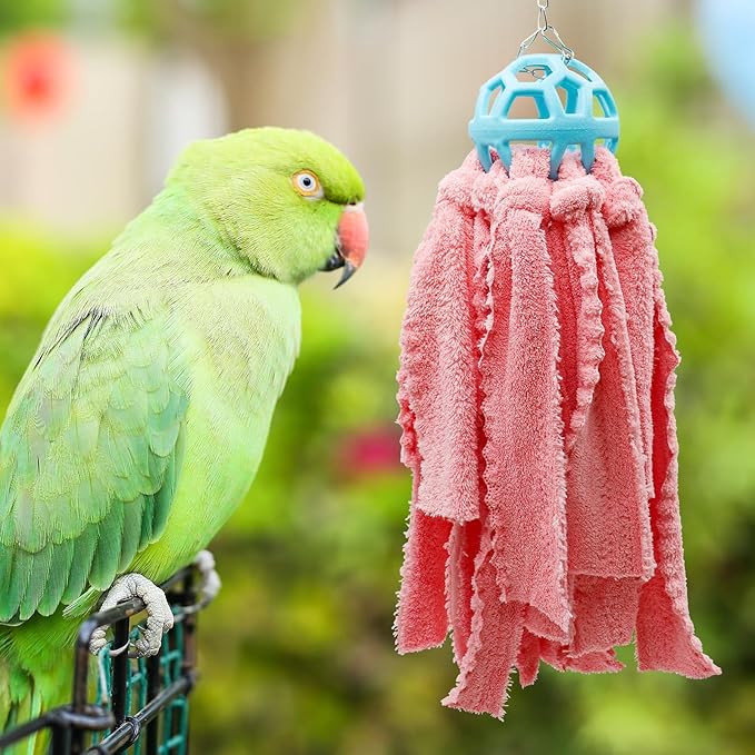 Bird Chewing Toys, Hanging Parrot Shredding Cotton Toys, Bird Cage Accessories, Suitable for Small to Large Birds Cockatiel Parakeets Lovebirds Conure Macaws African Grey Amazon Parrots
