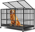 48"/38" Dog Crates for Large Dogs, Upgraded 4 Lockable Wheels, Removable Door, Dog Kennel Indoor, Max Load 300Lbs, Easy to Clean, Removable Tray, XL Dog Cage for Large and Medium Dogs