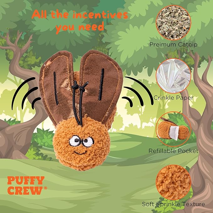 Interactive Catnip Cat Plush Toy, Insect Theme, 5'', for All Breed Size Cats (Cockroach)