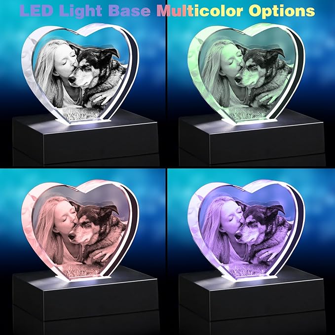 3D Photo Crystal,Pet Memorial Gift for Dogs Or Cats, Dog Memorial Gifts for Pet Owners,Personalized Crystal Picture Frame,Customized Photo Gifts