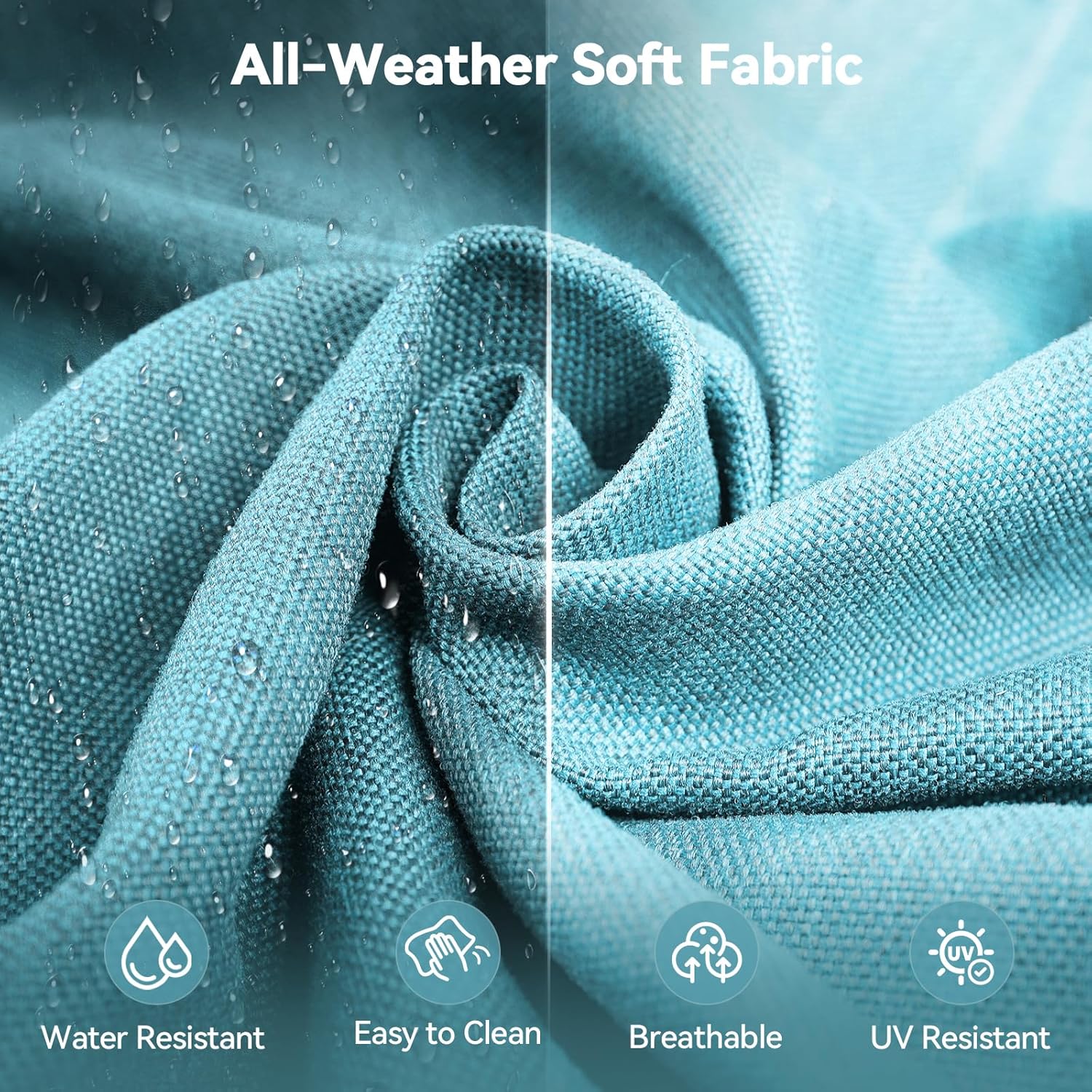 Luxury 6" Outdoor Cushions for Patio Furniture, 24x24x6" Thick Seat Cushion Set of 6, Fade Resistant Couch Chair Replacement Cushions High Density Deep Wicker Chair Cushion w/ Removable Cover, Teal