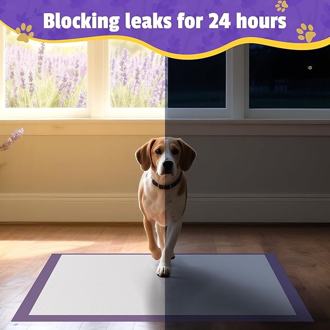 Boscute Lavender Scented Thicken 6 Layers Heavy Absorbent 30"x36" Pet Training Dog Pee Pads, Extra Large Polymer Leak-Proof Quick Dry Puppy Pee Pads, Disposable Pee Pads for Dogs Cats Rabbit 45Counts