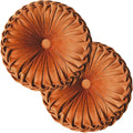 2 Pcs Round Throw Pillows Decorative Pumpkin Velvet Boho Pleated Bed Pillows Back Support for Couch Chair Dorm Car 14.96'' (Orange)