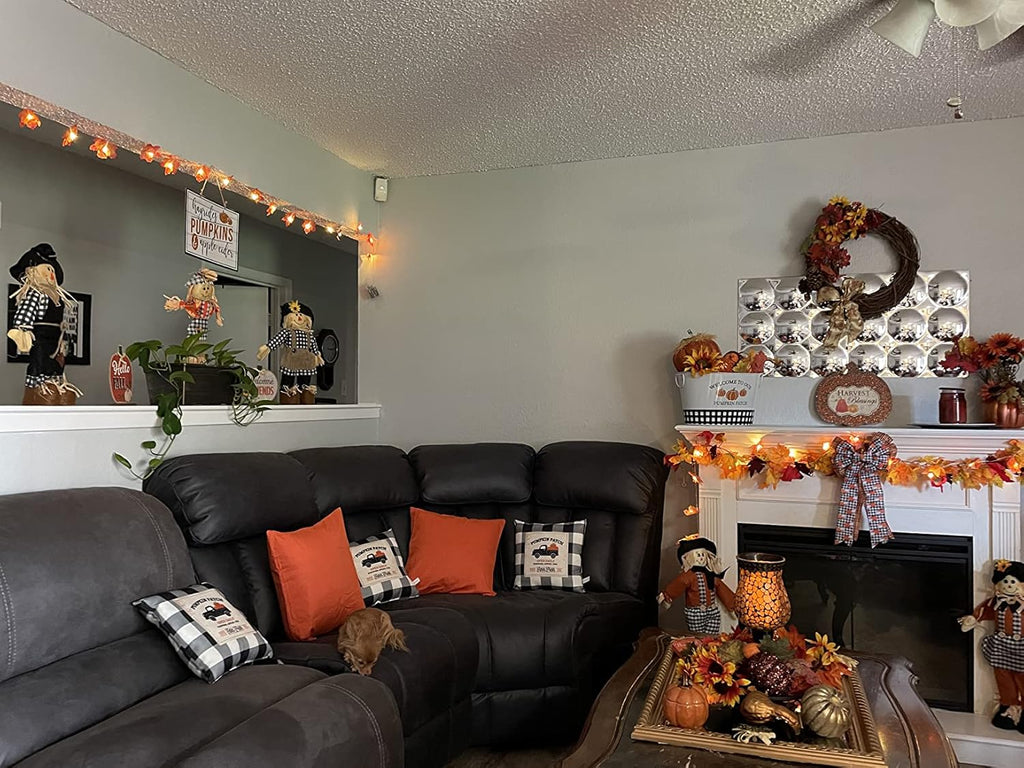 Thmyo 4-Pack 100% Cotton Comfortable Solid Decorative Throw Pillow Cases Square Cushion Cover Pillowcases Sublimation Blank Pillow Cover Halloween DIY Throw Pillowcase(16x16inch/40x40cm,Orange)