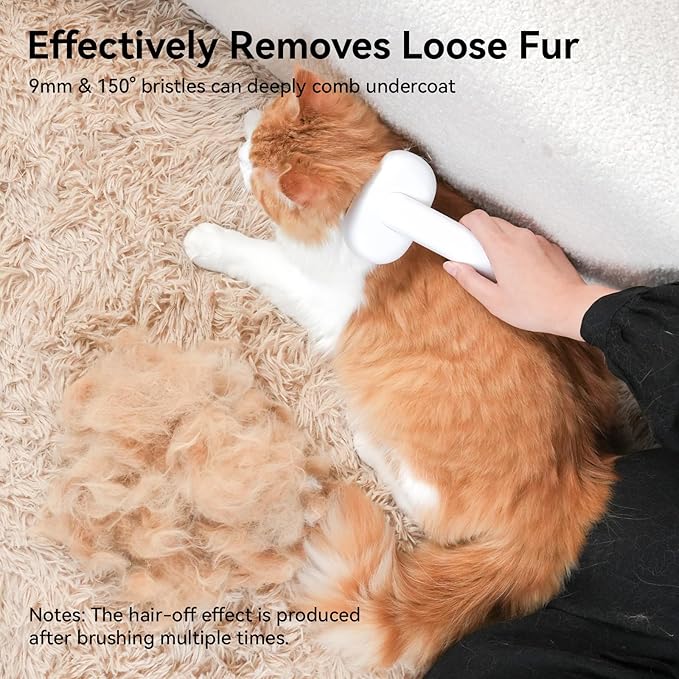 Aumuca Cat Brush for Shedding, Cat Brushes for Indoor Cats, Cat Brush for Long or Short Haired Cats, Cat Hair Brush Cat Grooming Deshedding Brush for Dog Kitten Horse Massage Removes Loose Fur, White