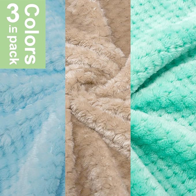 POMIU Dog Sweater, Dog Sweaters for Small Medium Dogs or Cat, Warm Soft Flannel Pet Clothes for Dogs Girl or Boy, Dog Shirt Coat Jacket (Ice Blue+Light Coffee+Teal, Medium)