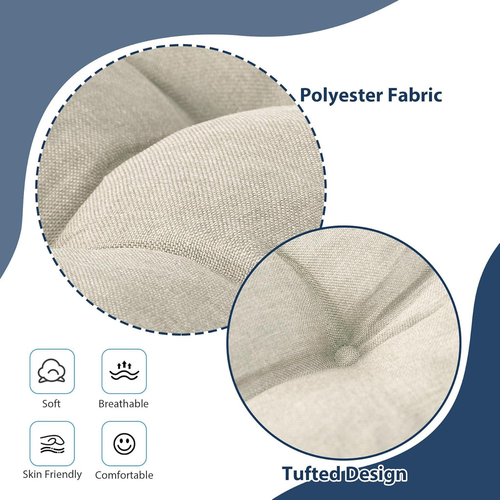 Chair Cushions for Dining Chairs, Seat Cushions for Kitchen Chairs, Indoor Seat Cushions with Ties, Tufted Foam Chair Pads, Non Slip Chair Cushions Set of 6, 15.5" x 15.5" x 4", Beige