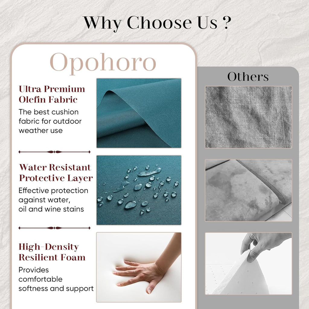 Luxury Outdoor Seat Cushion Set-24 x 24 x 6 Inch Outdoor Chair Cushions Set of 2 with Water Resistant & Removable Cover Outdoor Cushions for Patio Furniture Chair Sofa Couch