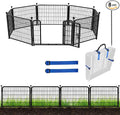 ADAVIN 24 in(H) Garden Fence with Gate, 8 Panels Total 19.7 Ft(L), Heavy Duty Iron Metal Animal Barrier Fence, Dog Fence Outdoor for Yard, Temporary Fencing, No Dig Garden Border Fencing