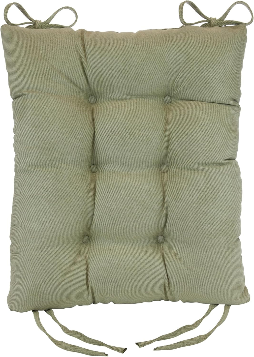 Klear Vu Omega Non-Slip Rocking Chair Cushion Set, Assembled in USA, Thick Padding & Tufted Design, Includes Seat Pad & Back Pillow with Ties, 17x17 Inches, 2-Piece Set, Twillo Thyme