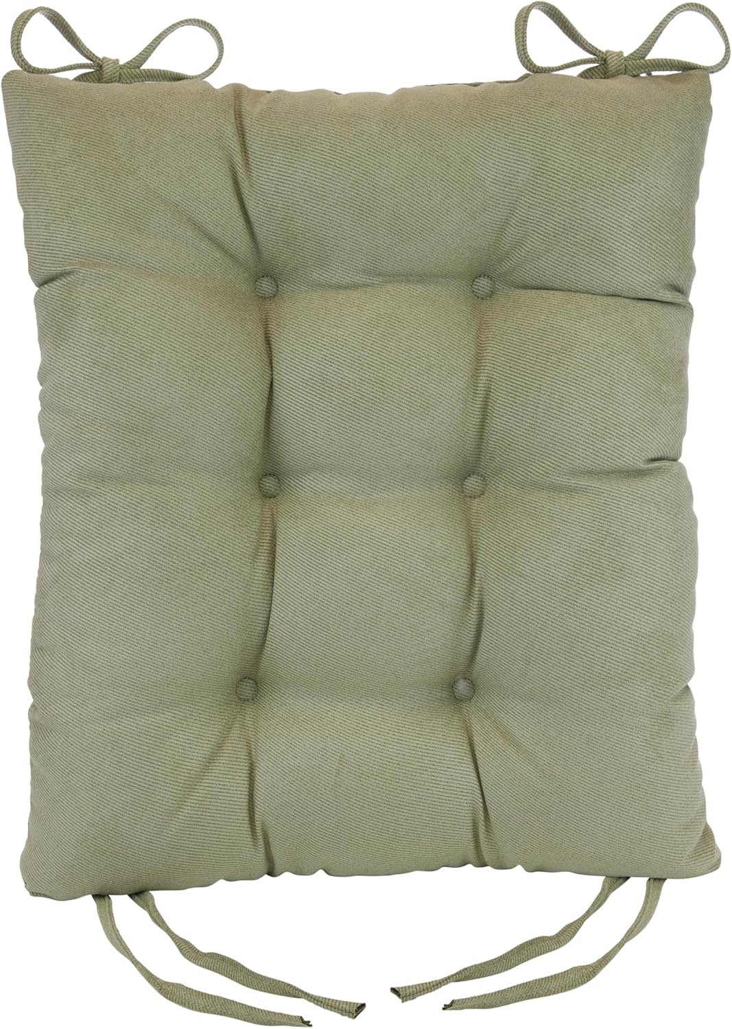 Klear Vu Omega Non-Slip Rocking Chair Cushion Set, Assembled in USA, Thick Padding & Tufted Design, Includes Seat Pad & Back Pillow with Ties, 17x17 Inches, 2-Piece Set, Twillo Thyme