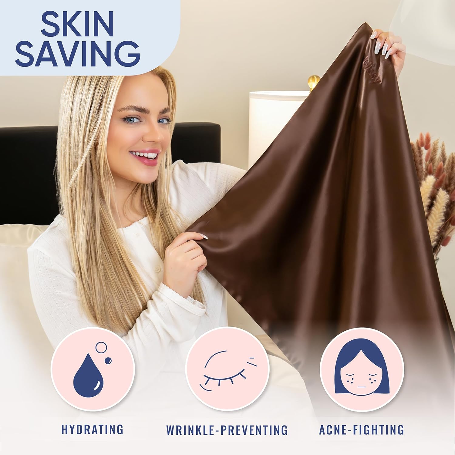 Blissy Silk Pillowcase - 100% Pure Mulberry Silk - 22 Momme 6A High-Grade Fibers - Silk Pillow Cover for Hair & Skin - Regular, Queen & King (Chocolate, Standard)