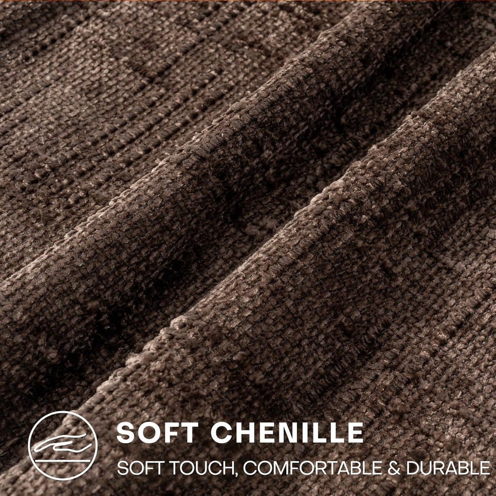 Decorative Throw Pillow Covers 20x20 Inch Set of 2, Soft Solid Farmhouse Chenille Couch Pillows, Spring Pillow Covers for Couch Sofa Bed Living Room Home Decor Pillowcase, Brown