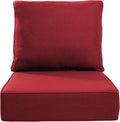 Luxury 24x24x6 Inch Outdoor Cushions - Water&UV&Fade Resistant 1 Set Zippered Patio Chair Back&Seat Cushion for Wicker Dining Rocking Swivel Chairs Loveseat Couch Sectional Sofa - Red