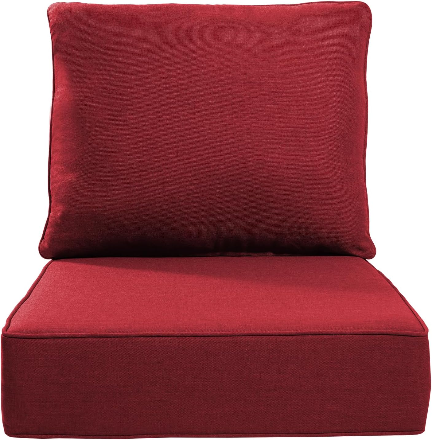 Luxury 22x24/22x25 6-Inch Outdoor Cushions - Water Resistant 1 Set Zippered Patio Chair Back&Seat Cushion for Wicker Dining Rocking Swivel Chairs Loveseat Couch Sectional Sofa - Red