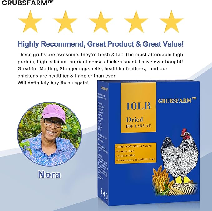 Premium Chicken Treats 10LB - Superior to Dried Mealworms - Non-GMO & 85X More Calcium Than Meal Worms - Molting & Laying Supplement - BSF Larvae Treats for Layer Hens, Ducks Wild Birds