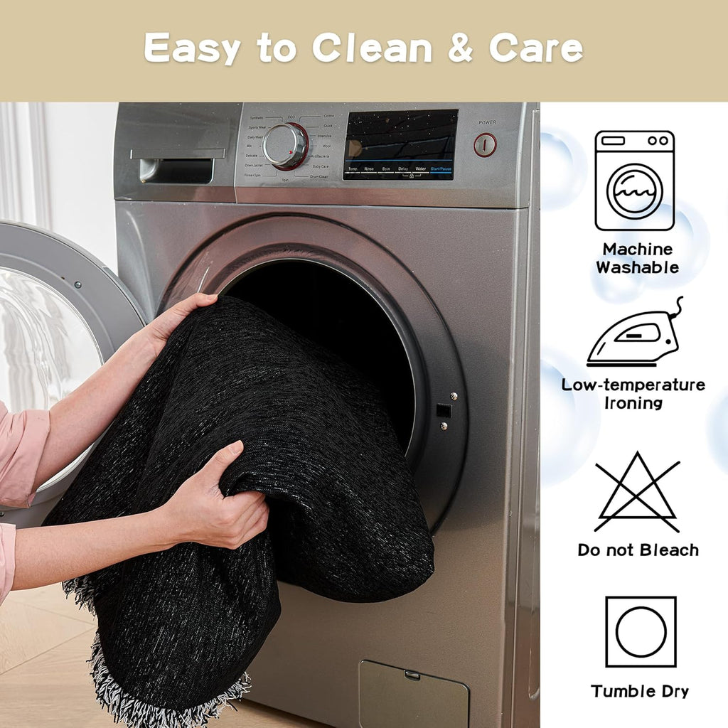 MYSKY HOME Couch Cover for Dogs Washable Couch Covers for 3 Cushion Couch Sofa Super Soft Sofa Slipcover Non Slip Sofa Cover, Chenille Sofa Covers for Dogs, Furniture Protector, 71"x150", Black