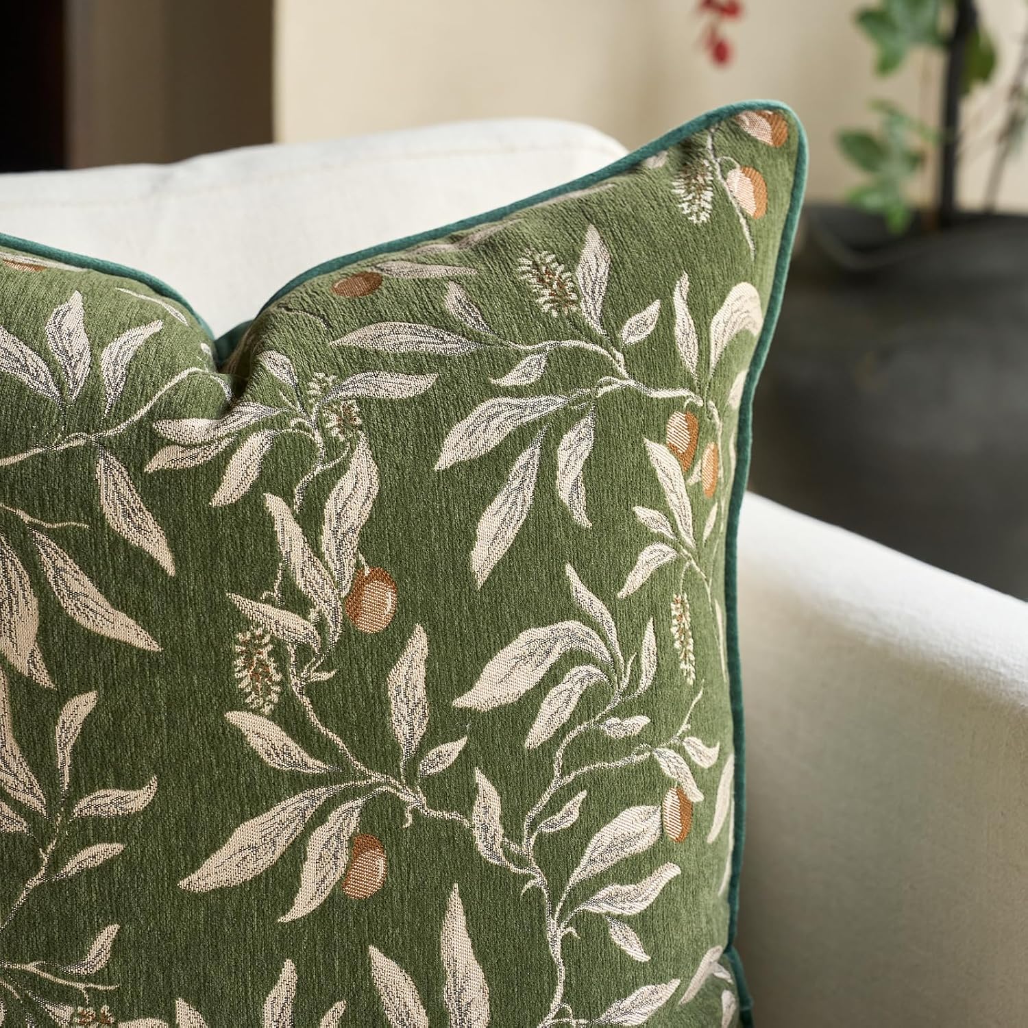 Alerfa Green Floral Throw Pillow Cover 12 x 20 Inch Rectange Luxury Decorative Lumbar Pillow Cover for Couch Living Room Bedroom