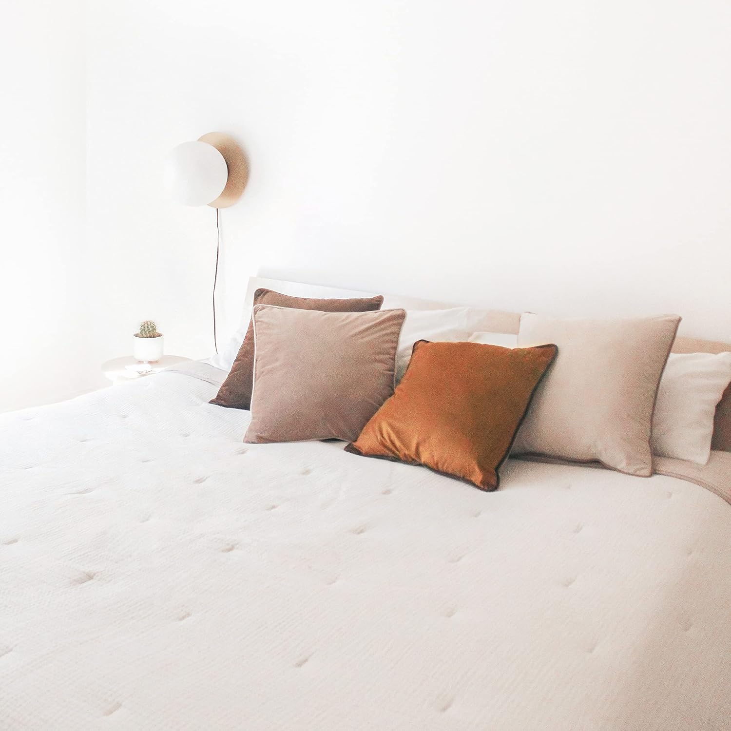 MONDAY MOOSE Decorative Throw Pillow Covers Cushion Cases, Set of 4 Soft Velvet Modern Double-Sided Designs, Mix and Match for Home Decor, Pillow Inserts Not Included (14x14 inch, Brown/Beige)