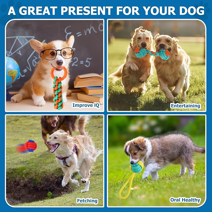 Aitmexcn Dog Rope Toys for Medium and Small Aggressive Chewers, 6 Pack Heavy Duty Puppy Toys for Large, Dental Cleaning Chew Toys, Tug Toy for Boredom, 100% Cotton Indestructible Pet Toy