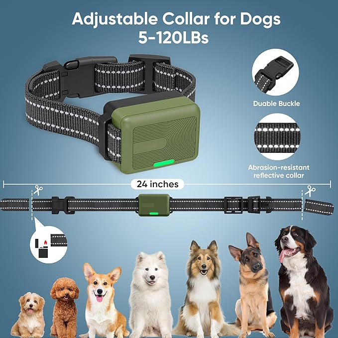 Dog Shock Collar 2 Dogs (5-120Lbs) - 4500FT Dog Training Collar with 3 Training Modes, Security Lock,IP67 Waterproof＆Rechargeable e-Collar with Remote for All Breeds (Green)