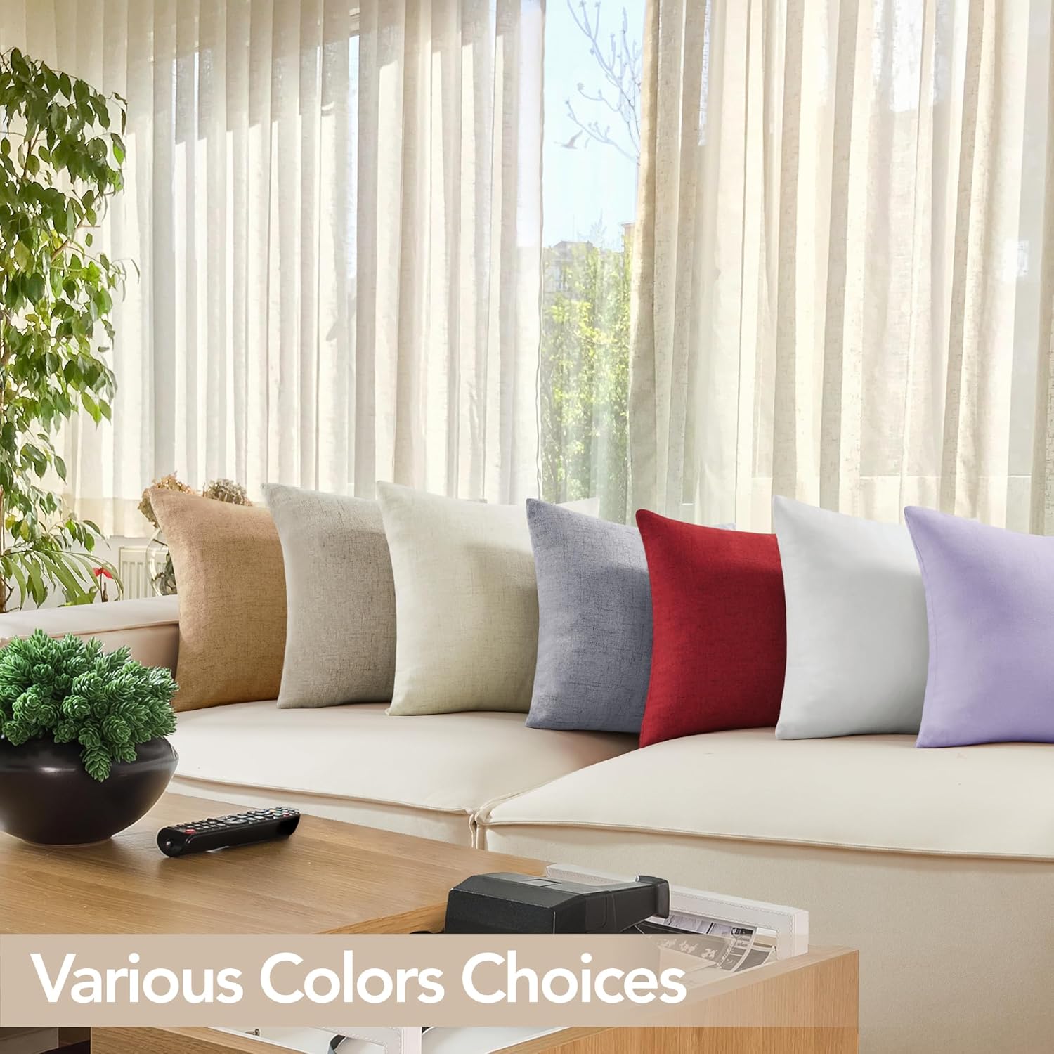 Deconovo 20x20 Pillow Covers, Blank Throw Pillow Cover, Faux Linen Cushion Covers for Bed Sofa Pillow(20 x 20 Inch, Silver Grey, Set of 4, No Pillow Insert)