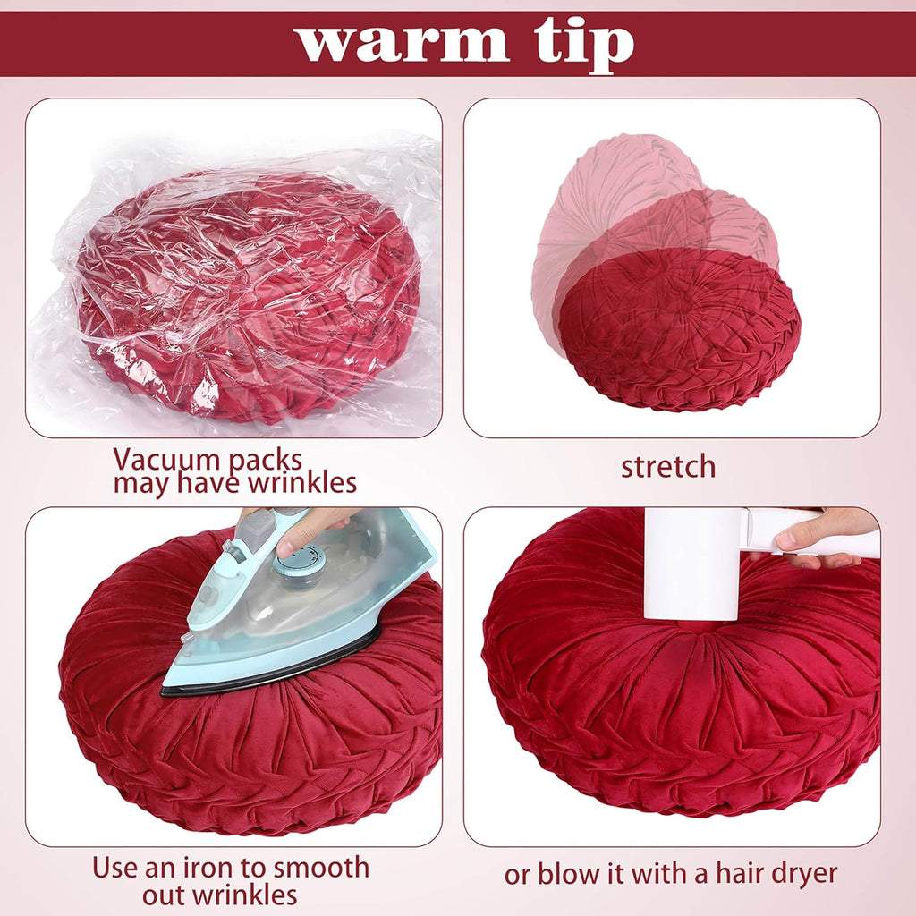 Yerliker 6 Pcs Floor Pillow Cushions 15inch Round Velvet Throw Pillows Colorful Flexible Cushions Alternative Pillows for Couch Chair Living Room Bedroom Home Office Decor(Christmas Color)